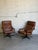 Pair of Brown Leather Swivel Lounge Chairs Danish Mid-Century Modern 1970s For Sale - Image 4 of 13