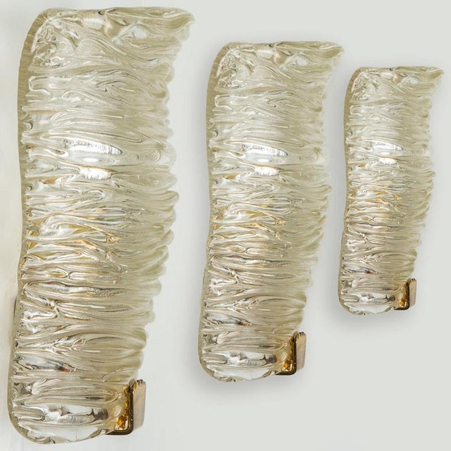 Glass and Brass Wall Light attributed to J. T. Kalmar, 1960s For Sale - Image 10 of 18