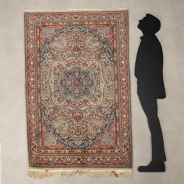 Kashmir rug in cotton and wool, fine knot, hand-made. This piece is attributed to the mentioned designer/maker. It has no...