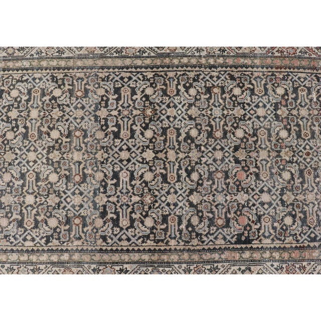 Textile Antique Persian Hamedan Runner With Sub-Geometric Design in Gray and Cream For Sale - Image 7 of 11