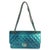 Blue Green Blue Shaded Quilted Patent Medium Classic Double Flap Bag For Sale - Image 8 of 9