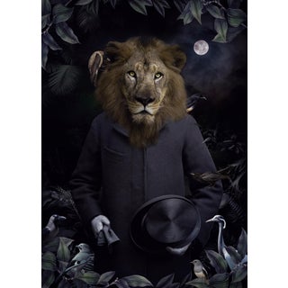 Guardian of the Forest by Marcin and Kate Owczarek | Digital Art of a lion-headed man in a forest For Sale