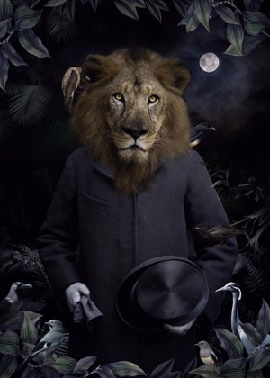Guardian of the Forest by Marcin and Kate Owczarek | Digital Art of a lion-headed man in a forest