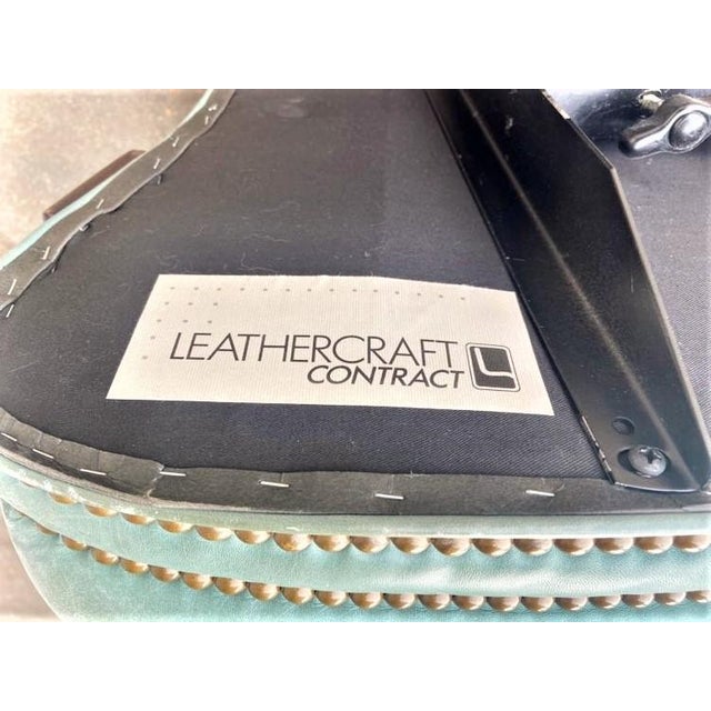 Vintage Robin's Egg Blue Leathercraft Executive Swivel Chair Late