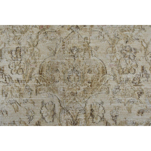Tabriz Rug 9’9” X 12’2” Beige Wool Vintage Distressed Hand-Knotted Carpet For Sale - Image 10 of 15