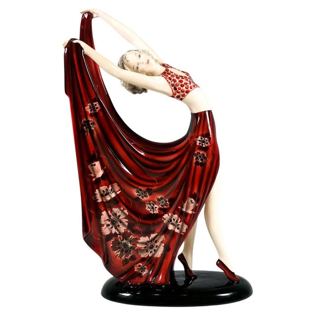 Black Vintage Art Deco Ceramic Dancer by Stephan Dakon, 1930s For Sale - Image 8 of 8