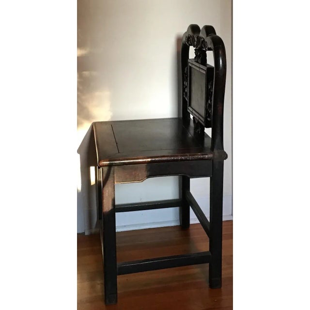 Brown 19th Century Chinese Qing Carved Hardwood Chair with Inset Dreamstone For Sale - Image 8 of 11