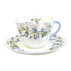 1950s Shelley Harebell Blue Tea Cup & Saucer: Dainty English Bone China Teacup