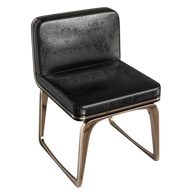 Black "Safari Xlix" Chair With Bronze, Stainless Steel, Tailor Made Leather For Sale - Image 8 of 9