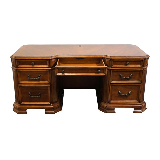 Early 21st Century Home Meridian Samuel Lawrence Cherry Traditional Contemporary 71" Computer Desk / Credenza For Sale - Image 5 of 15