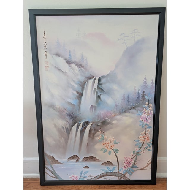 Pink 1980s Chinese Cascading Waterfall With Blossoms For Sale - Image 8 of 8