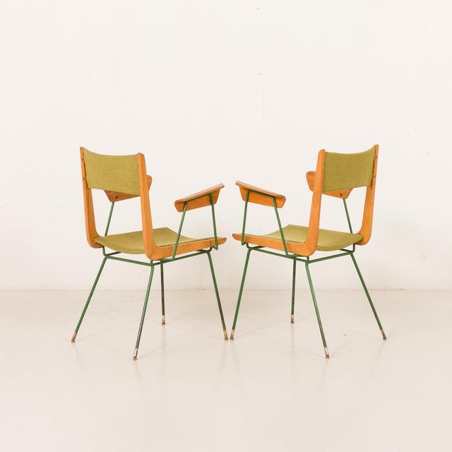Metal Boomerang Chair attributed to Carlo De Carli, Italy, 1950s, Set of 2 For Sale - Image 7 of 16