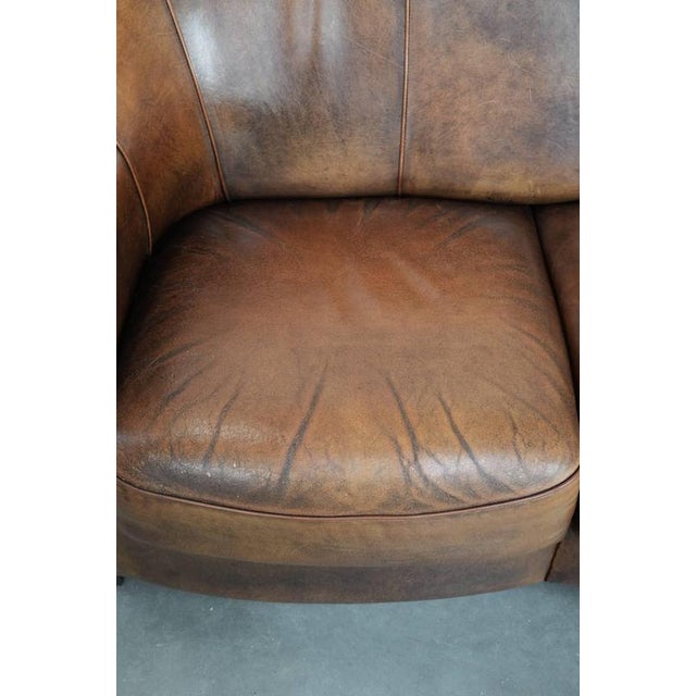 Vintage 2-Seater Club Sofa in Sheepskin with Decorative Nails For Sale - Image 5 of 17