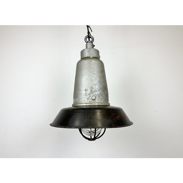 Italian Industrial Black Enamel Cage Pendant Light from Cortem Milano, 1960s For Sale - Image 12 of 18