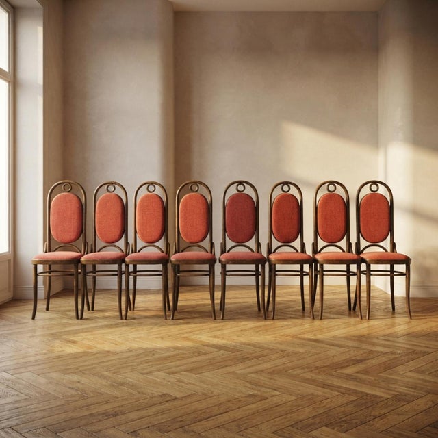 Wood Vintage Bentwood Dining Chairs with High Backrests from Thonet, 1920s, Set of 8 For Sale - Image 7 of 7