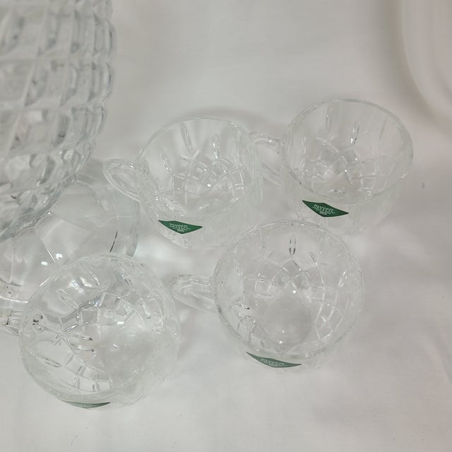 Transparent Late 20th Century Shannon Crystal by Godinger Punch Set 24% Lead Crystal Bowl Cups Ladle - 10 Pieces For Sale - Image 8 of 12