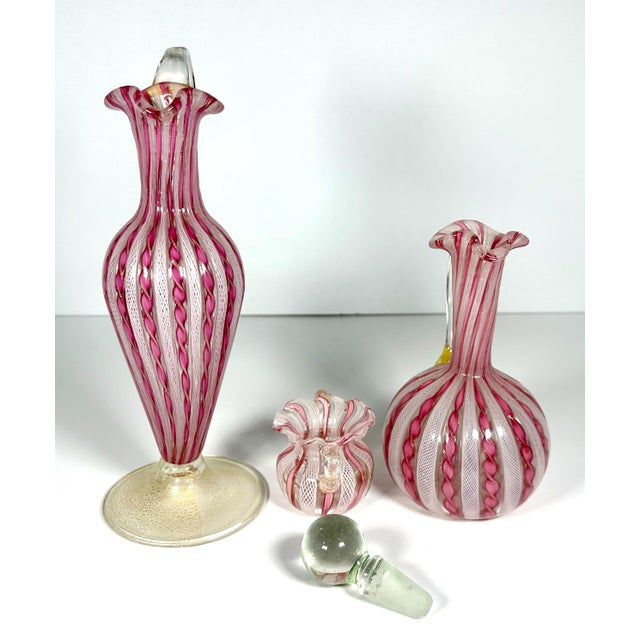 Venetian Murano Art Glass Zanfirico Latticino Aventurine Collection For Sale - Image 4 of 10