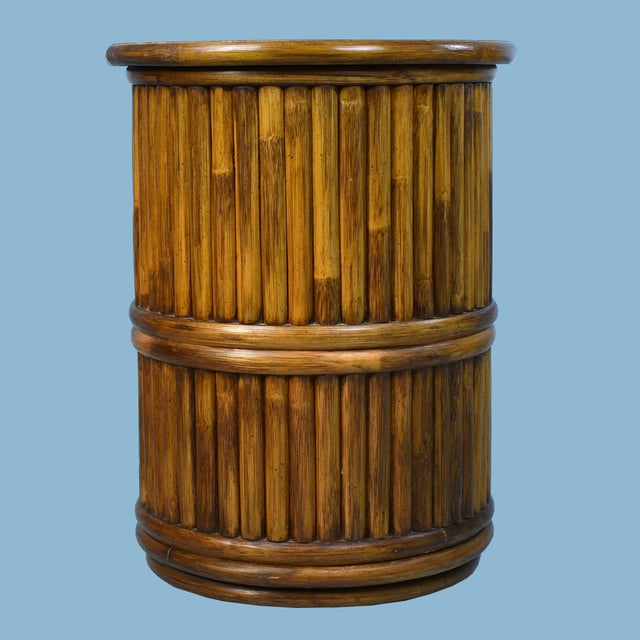 Late 20th Century Late 20th Century Bamboo and Rattan Rotating Table by McGuire For Sale - Image 5 of 5