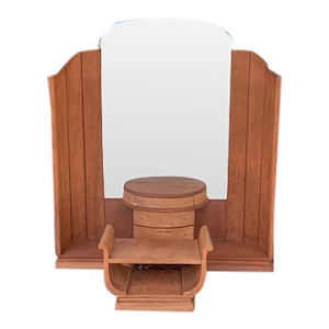 Vintage Mid-Century Modern Wooden Dressing Table or Vanity With Stool