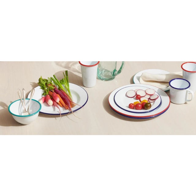 Not Yet Made - Made To Order Crow Canyon Home Enamelware, Vintage 14 oz. Tumblers in White with Grey Rim - Set of 4 For Sale - Image 5 of 6