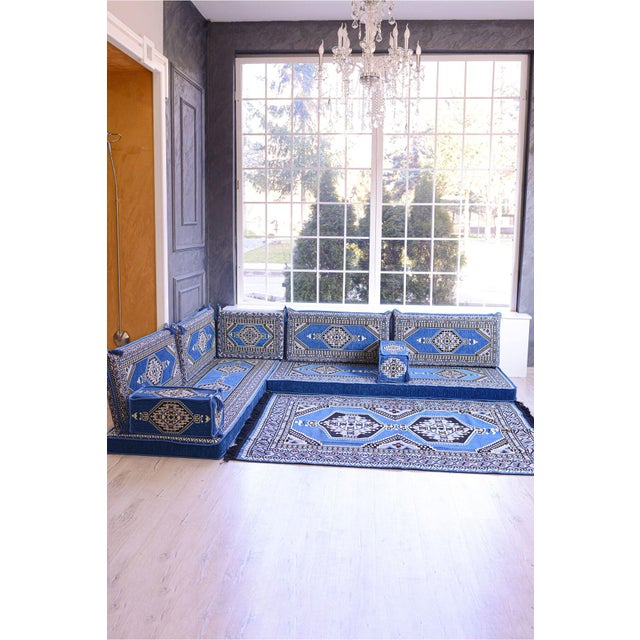 Mid-Century Modern U-Shaped Couch Modular Arabic Floor Sofa Seating Set U-Shaped Couch For Sale - Image 3 of 3
