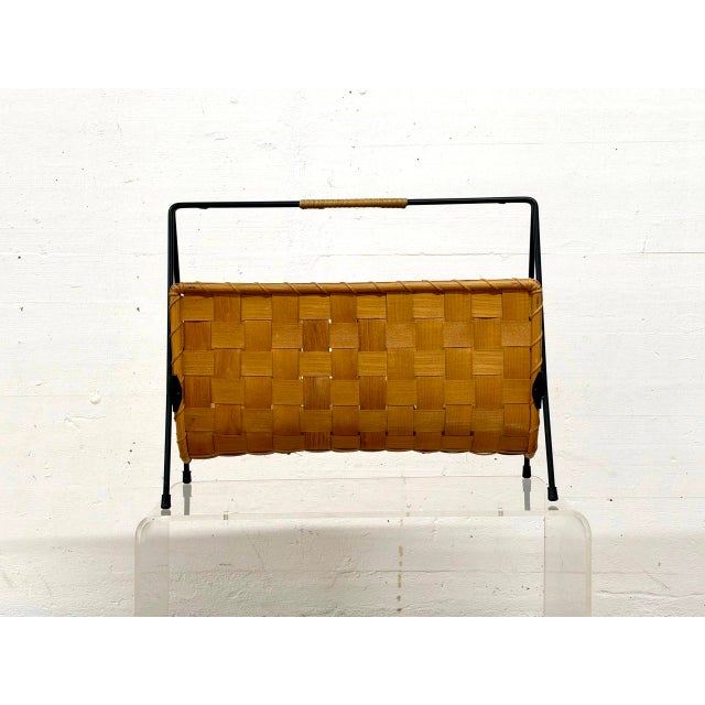 Mid-Century Magazine Rack in Woven Wood and Metal, 1960s For Sale - Image 14 of 14