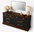 Late 20th Century Old Chapel Noire™ | Restored 1960s American Dresser in Onyx Black, Satin Walnut & Gilded Detail With Beveled Mirror For Sale - Image 5 of 5