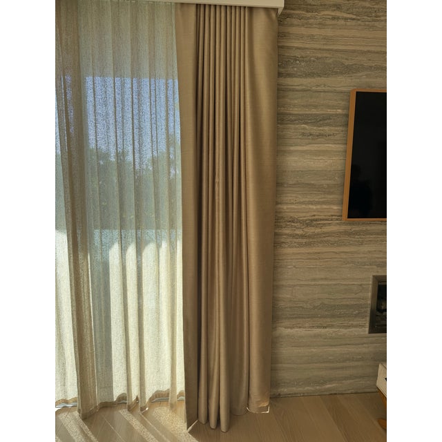Jake Arnold Designed Ripple Fold Silk Drapes - Set of 4 For Sale - Image 4 of 9