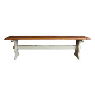 Ethan Allen Antique Pine Trestle Bench For Sale