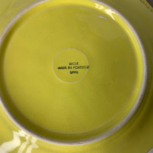 Mid-Century Modern Vintage Secla Yellow Cabbage Leaf Plates - Set of 7 For Sale - Image 3 of 3