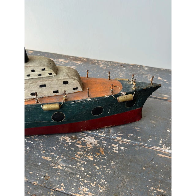 Vintage Folk Art Ship Sculpture, Circa 1930s For Sale - Image 10 of 18
