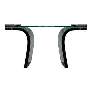 1980s Italian Postmodern Lacquered Wood and Glass Console For Sale