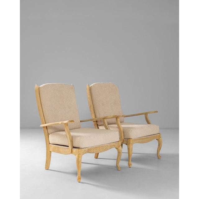 1960s French Louis XV Style Oak Armchairs With Upholstered Cushions - A Pair For Sale - Image 9 of 18
