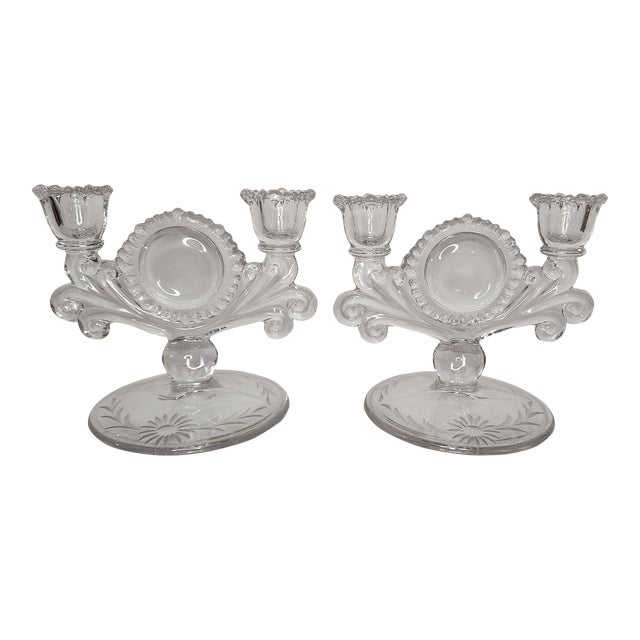 Early 20th Century Double Light Candlestick Holders Line #555 - a Pair For Sale