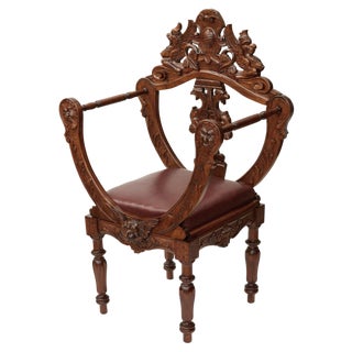Carved Walnut Chair, 19th Century For Sale