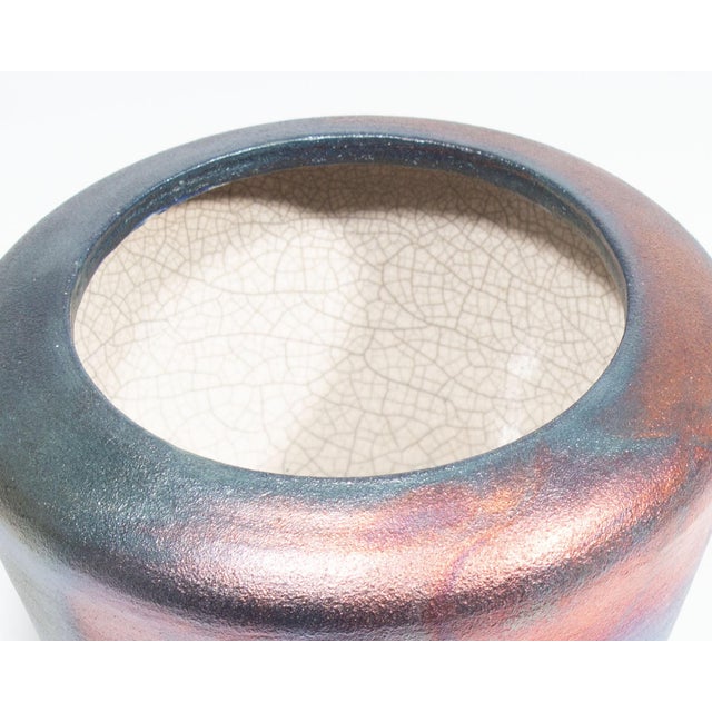 Ceramic Christine Davis Signed Raku Studio Pottery Vase For Sale - Image 7 of 8