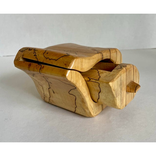 Wood 1970s Handcrafted Spalted Wood Sculptural Box With Drawer For Sale - Image 7 of 12