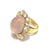 Baroque Bochic “Orient” Rose Quartz & White Topaz Cluster Ring Set 18k & Silver Size 6 For Sale - Image 3 of 4