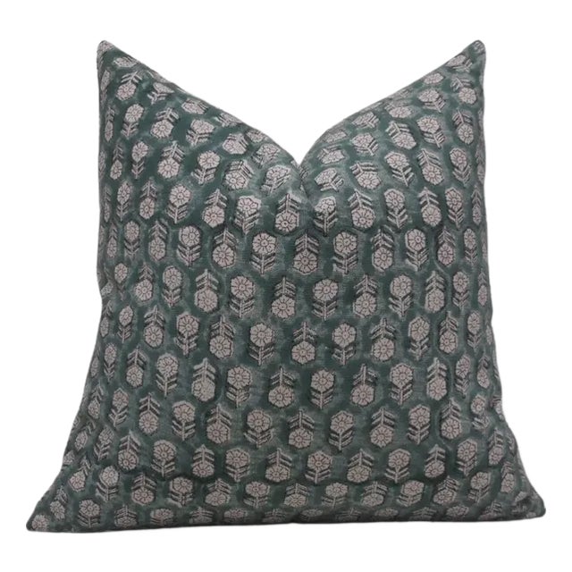 Fabdivine Throw Pillow Cover 14x36 Inch Handmade Block Print- Tulsi Buti For Sale