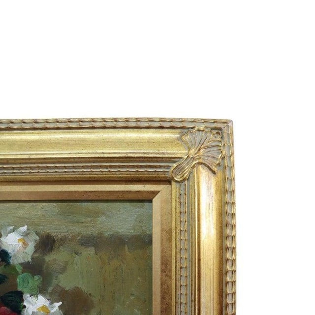 Vintage Oil on Canvas Floral Still Life Painting of Garden Roses C1960 For Sale - Image 9 of 14