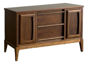1960s Walnut & Oak Compact Credenza