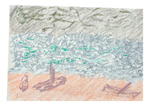 Alfredo Pizzi, Composition 8, Oil Pastel Drawing on Paper, 2025