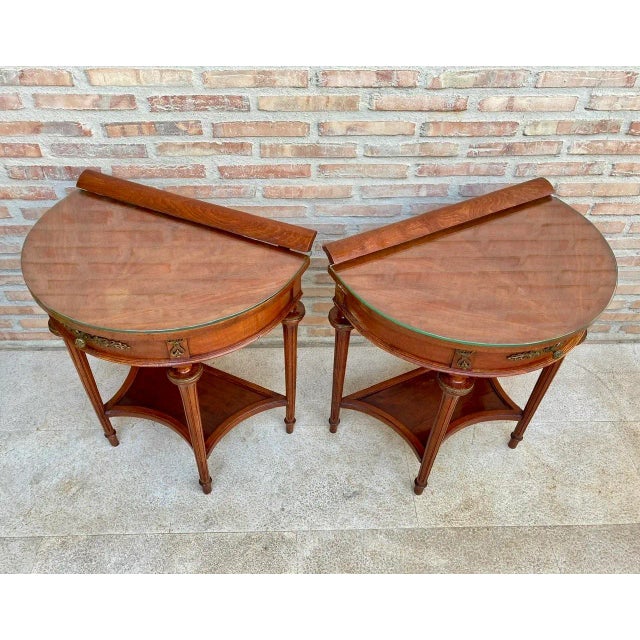 Empire Style Mahogany Nightstands with Bronze and Brass Details, 1930s, Set of 2 For Sale - Image 12 of 18