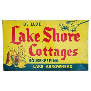 1940s Metal Lake Arrowhead Cottages Sign For Sale