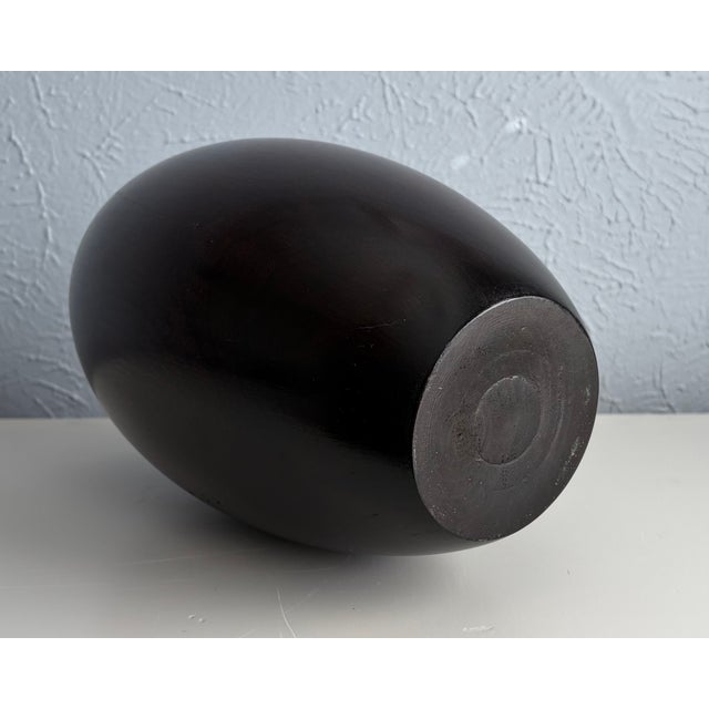 Wood Dark Walnut Vase With Sculptural Form and Expressive Grain For Sale - Image 7 of 7
