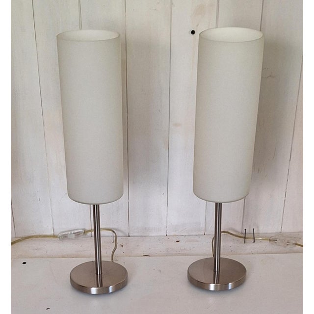 Vintage Table Lamps with Metal Frame and Opaque White Glass Shade, 2000s, Set of 2 For Sale - Image 4 of 7