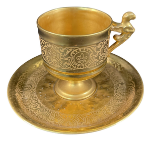 Late 19th Century Venetian Gilded Porcelain Cup and Saucer from Rigo & Co, Set of 2