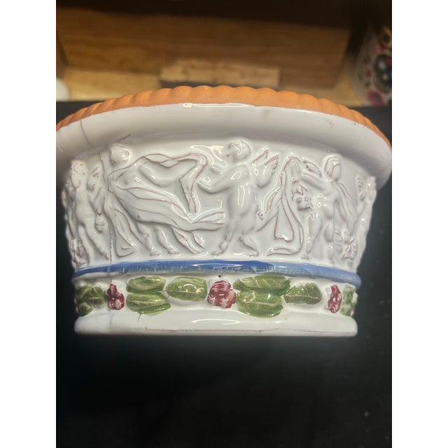 White Vintage Italian Terrecotte Lotti Ceramic Cherub Planter Bowl For Sale - Image 8 of 12