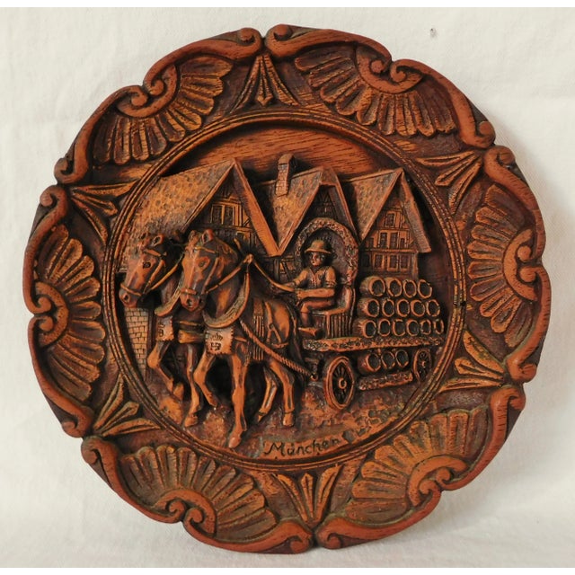 Figurative Pair Vintage Faux Wood Three Dimensional Wall Plaques For Sale - Image 3 of 7
