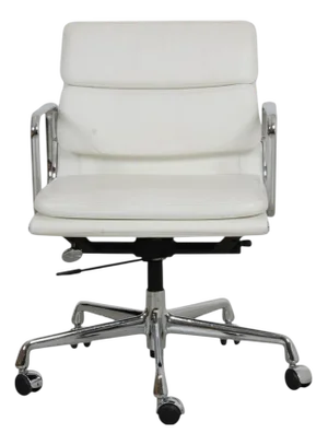 EA-217 Office Chair in White Leather by Charles Eames